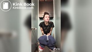 Brunette on Tik Tok pooping