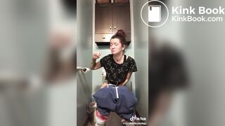 Brunette on Tik Tok pooping