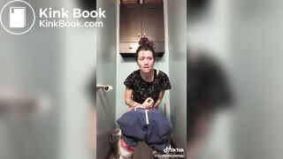 Brunette on Tik Tok pooping