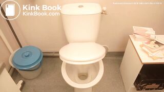 Sexy teen farting and pooping on toilet scene