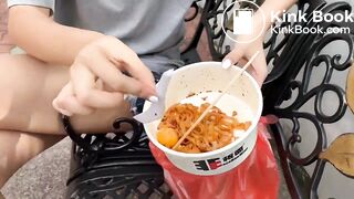 Girl eats trash!! from strangers garbage