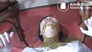 asian girl eats rice shit drinks vomit and piss