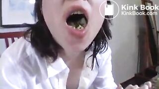 asian girl eats rice shit drinks vomit and piss