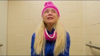 Sexy teen toilet farting and pooping on toilet scene