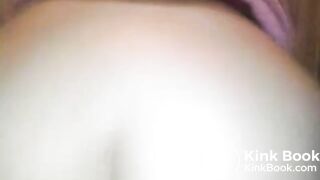 Girl releases a brown sausage... close up view