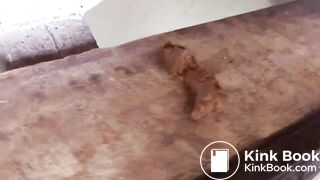 Beautyful girl poop and pee on stairs