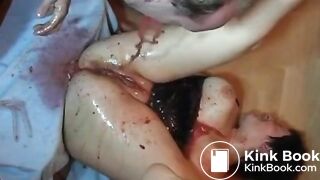 Nasty piss scat and vomit play by couple