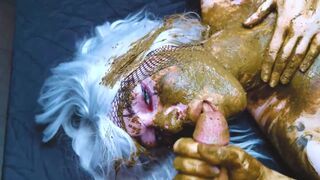 Girl Sucks Dirty Shitty Dick and gets cummed on