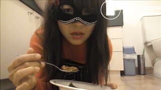 Japanese scat slut is improving her swallowing skills