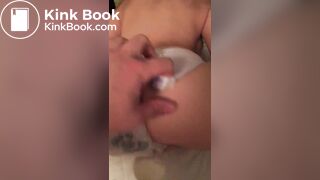 Girl has vibrator fun in shitty pull ups diaper
