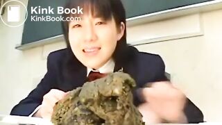 Cute school girl enema poop play