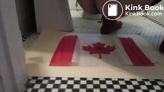 Naughty Israeli feminist, activist & artist poops on Canadian flag! :D