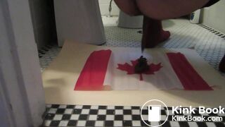 Naughty Israeli feminist, activist & artist poops on Canadian flag! :D