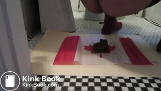 Naughty Israeli feminist, activist & artist poops on Canadian flag! :D