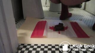 Naughty Israeli feminist, activist & artist poops on Canadian flag! :D