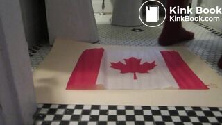 Naughty Israeli feminist, activist & artist poops on Canadian flag! :D