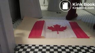 Naughty Israeli feminist, activist & artist poops on Canadian flag! :D