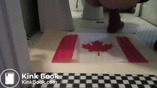 Naughty Israeli feminist, activist & artist poops on Canadian flag! :D