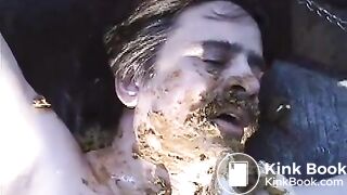 scat feeding on the stairs