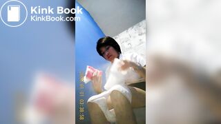 Thai Woman sitting shit in the bathroom