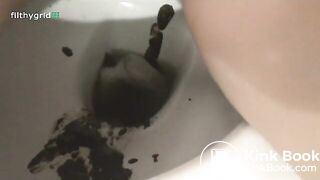 Angie has diarrhea in toilet