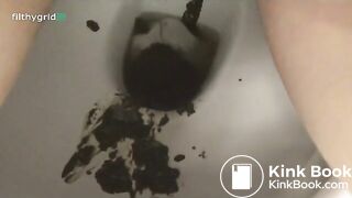 Angie has diarrhea in toilet