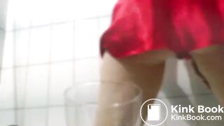 beautiful blonde girl makes great sound while shitting