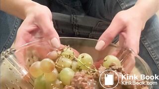 Pooping Teen Making a Fruity Salad