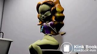 A alien-like girl take a shit on you