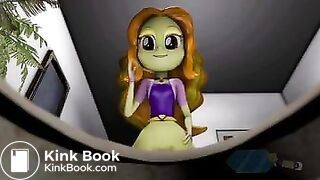 A alien-like girl take a shit on you