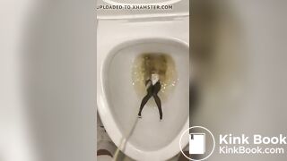 piss anime figure in public toilet