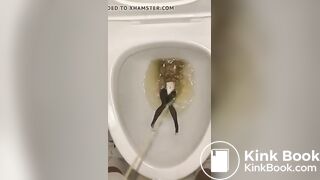 piss anime figure in public toilet