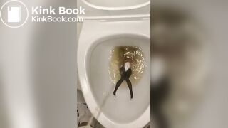 piss anime figure in public toilet