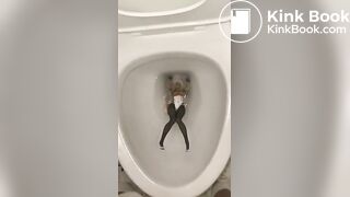 piss anime figure in public toilet