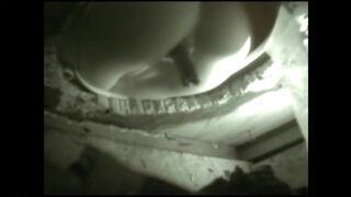 Village girl pooping healthy sausages in an outhouse toilet