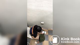 Thai womam pooping in toilet