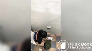 Thai womam pooping in toilet