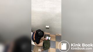 Thai womam pooping in toilet