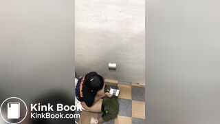 Thai womam pooping in toilet