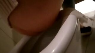 Girl in public toilet