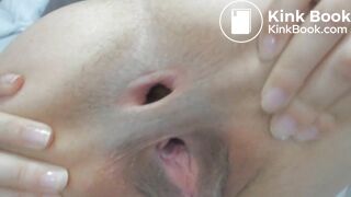 Teasing shit inside gaping asshole