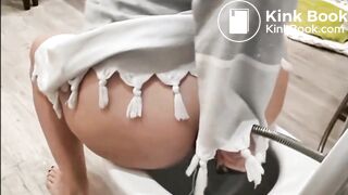 Woman pooping on toilet - video 9