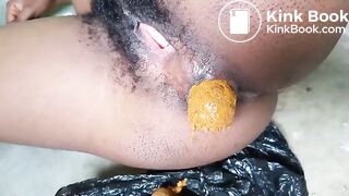 Pinky Prada strains out a big messy poop
