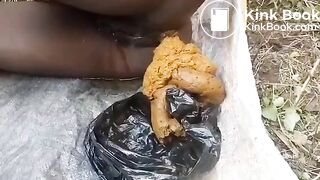 Grunting Ebony takes a huge shit