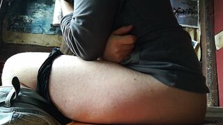 Girl uses the outhouse 2