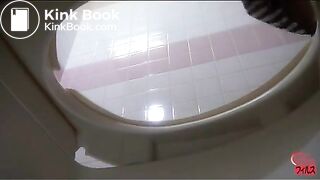 Asian girl pooping on toilet 32