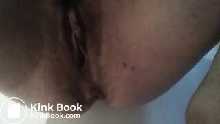 Hairy girl takes a great shit