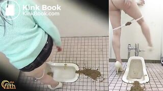 Girl has a diarrhea accident in a squat public toilet - video 2