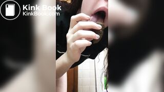 Hot girl shits then tastes her sweet shit