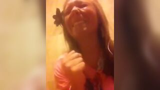 Annoying chick films herself pooping in public bathroom